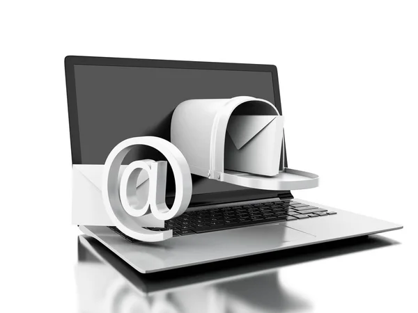 3D e-mailbezorging van computer laptop. — Stockfoto