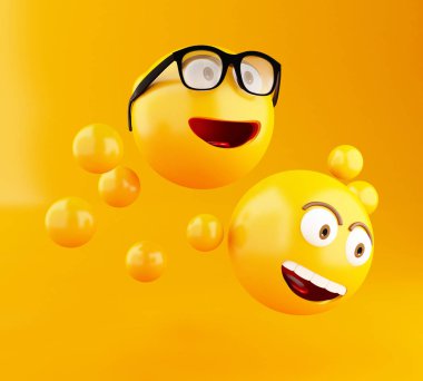 3D Emojis kutsal kişilerin resmi ile yüz ifadeleri.
