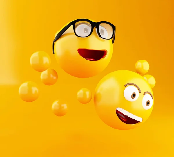 3D Ikony emoji z wyrazu twarzy. — Zdjęcie stockowe
