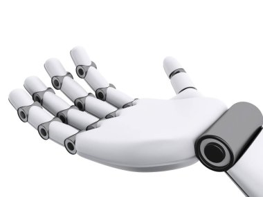 3D çizim. Robot el bir şeyler gösteriyor