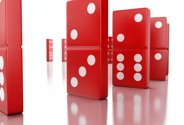 3D-s piros dominó csempe egy sorban — Stock Fotó