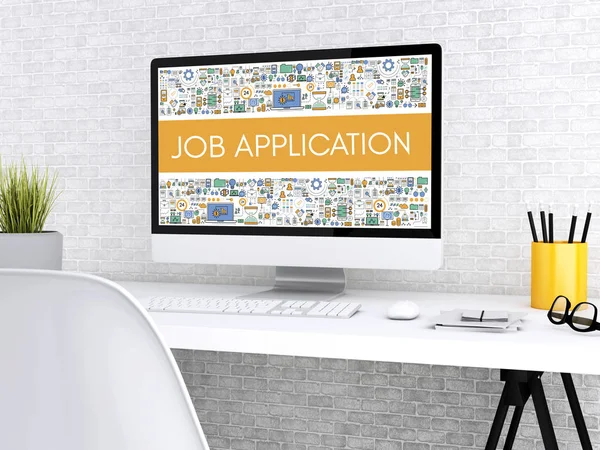 3d Ordinateur avec des mots APPLICATION D'EMPLOI . — Photo