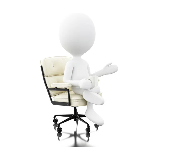 3D üzletemberek ül a szék — Stock Fotó