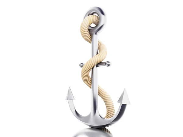 3d Anchor with rope — Stock Photo, Image