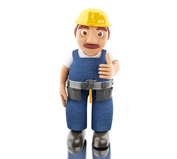 3D stavební dělník s nástroji — Stock fotografie