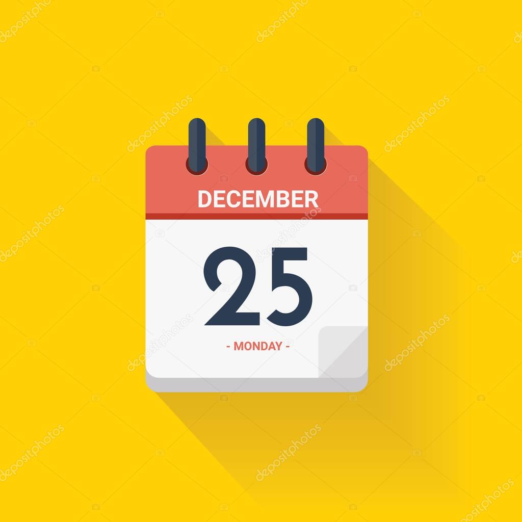 Day calendar with date December 25, 2017. Vector illustration