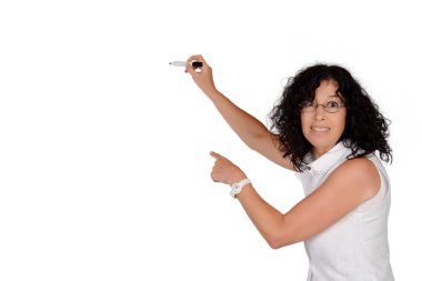 Okul öğretmeni marker ile yazma.