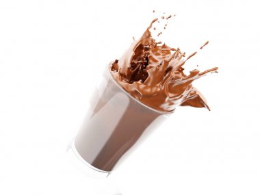 cam dışarı sıçramasına 3d çikolatalı süt