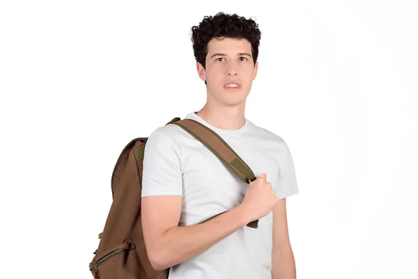 Podobizna mladého muže Latinské s batohem. — Stock fotografie