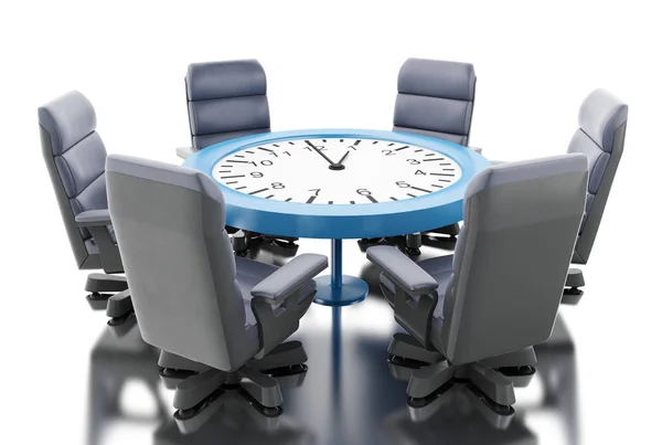 3d Office table as clock with armchairs — Stock Photo, Image