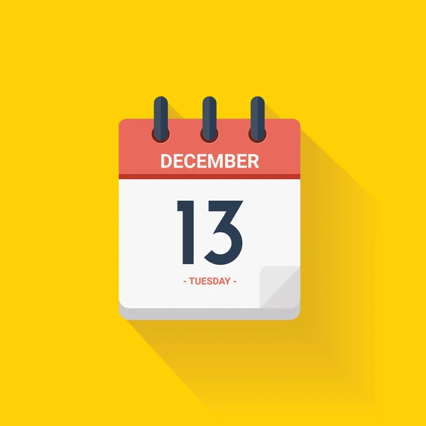 Nap naptári dátum December 13, 2017. Vektoros illusztráció — Stock Vector