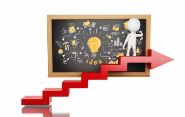 stratejik fikir çizim 3d beyazlar tahtaya kroki