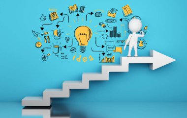 stratejik fikir çizim 3d beyazlar kroki