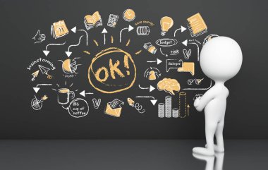 3d beyaz insanlar iş arıyorum düşünceli kroki