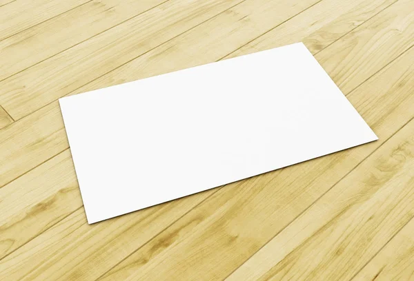 3d cartão de visita em branco na mesa de madeira — Fotografia de Stock