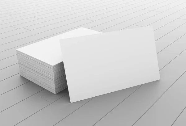 3D Stapel leerer Visitenkarten auf Holztisch — Stockfoto