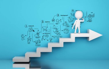 3d beyaz insanlar stratejik yaratıcı süreç kroki çizim