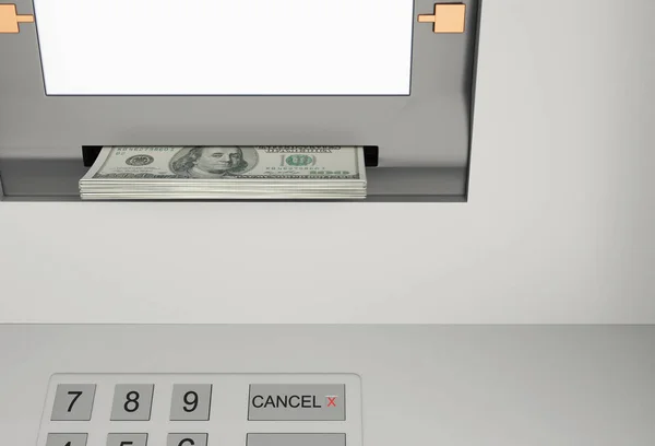 3D bankomat z pieniędzy — Zdjęcie stockowe