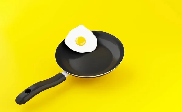 3d poêle à frire avec oeuf — Photo