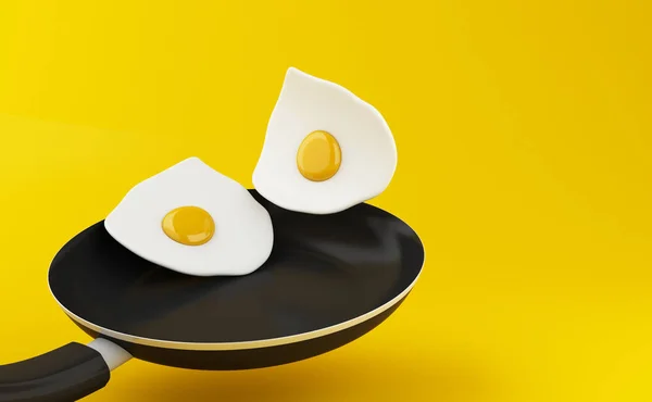 3d poêle à frire avec oeuf — Photo