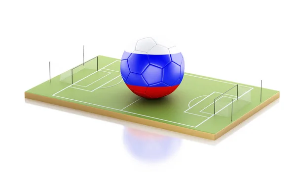 Drapeau de la Russie 3d et ballon de football . — Photo