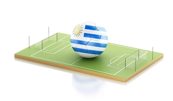 3d bandeira do Uruguai e bola de futebol . — Fotografia de Stock