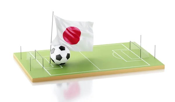 3d drapeau du Japon et ballon de football . — Photo