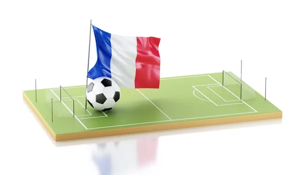 Bandera de Francia 3d y pelota de fútbol . — Foto de Stock