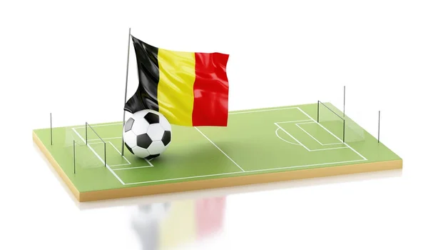 3d belgische Fahne und Fußball. — Stockfoto