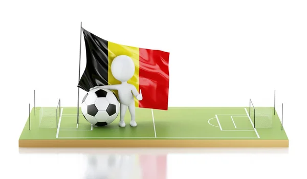 3d White people with Belgium flag and soccer ball. — Stock Photo, Image