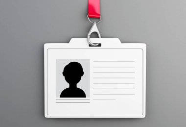 3d White plastic ID badge with lanyard clipart