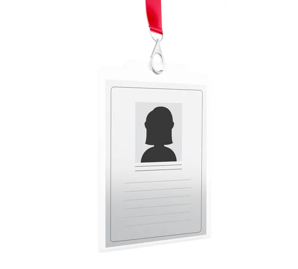 3d White plastic ID badge with lanyard — Stock Photo, Image