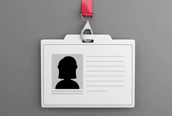 3d White plastic ID badge with lanyard — Stock Photo, Image