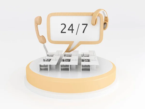 3d Call center office. 24/7 support — Stock Photo, Image