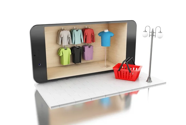 3d online mobile shopping. — Stock Photo, Image