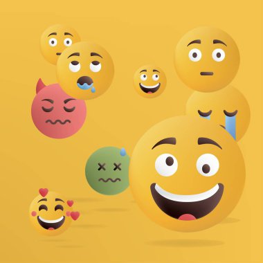 Vektör çizim. Komik emoticons tasarımını