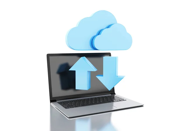 Ilustración Símbolo Nube Con Ordenador Portátil Concepto Computación Nube Aislado —  Fotos de Stock