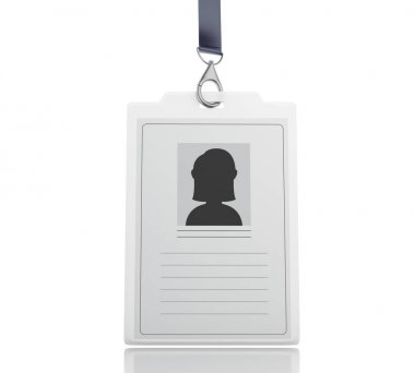3d illustration. White ID badge. Isolated white background clipart