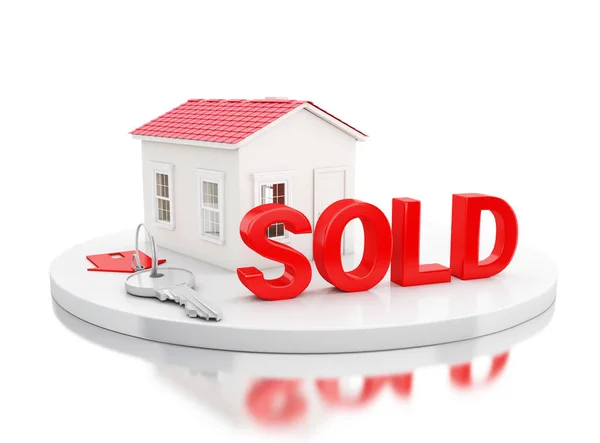 Illustration Sold House Real Estate Concept Isolated White Background — Stock Photo, Image