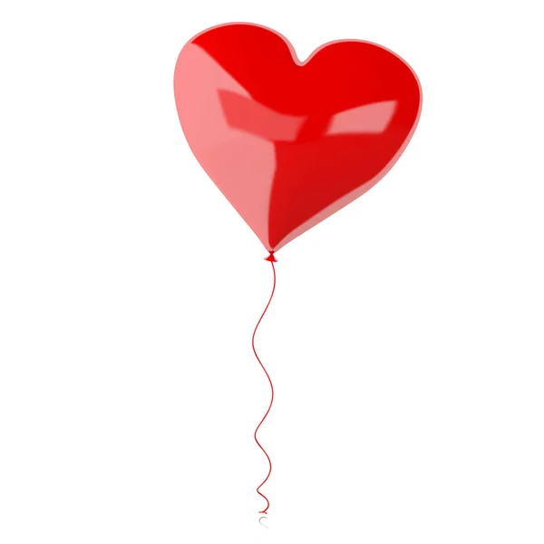 Illustrazione Palloncino Rosso Forma Cuore Concetto San Valentino Isolato Sfondo — Foto Stock