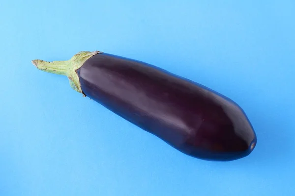 Hafif mavi arka plan üzerinde siyah patlıcan — Stok fotoğraf