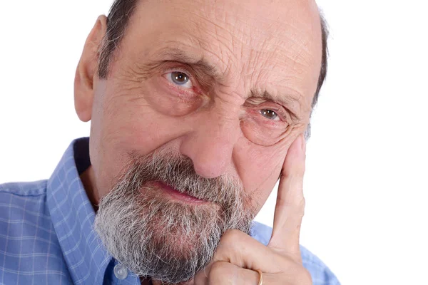 Portret van de oudere man denken over iets — Stockfoto