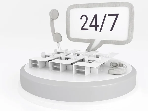 3d Call center office. 24/7 support — Stock Photo, Image