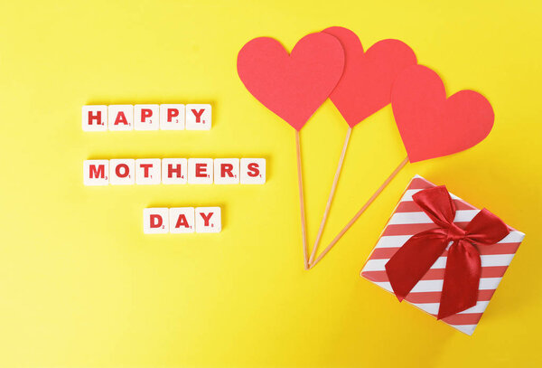 Mothers day background with hearts and red box