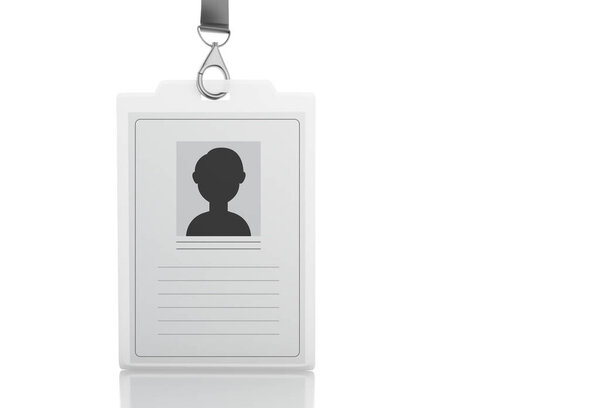 3D белый пластиковый бейдж с ремешком
