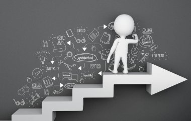 Mezuniyet çizim 3d beyazlar kroki