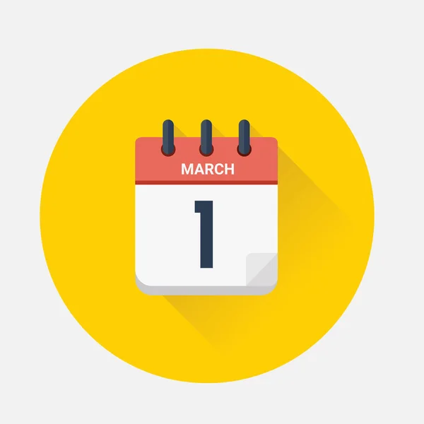 Vetor do calendário do dia com data 01 de março de 2018 — Vetor de Stock