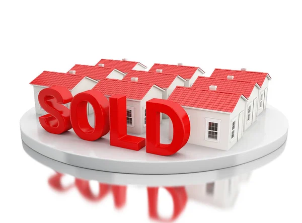 3D verkocht huis. — Stockfoto