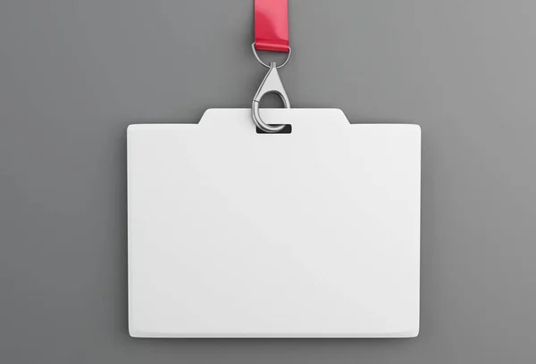 Insigne d'identification en plastique blanc blanc 3d avec cordon — Photo