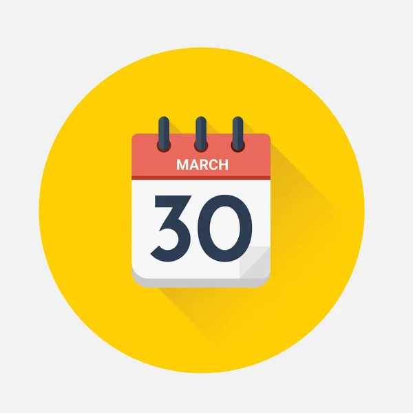 Vector del calendario del día con fecha 30 de marzo de 2018 — Archivo Imágenes Vectoriales